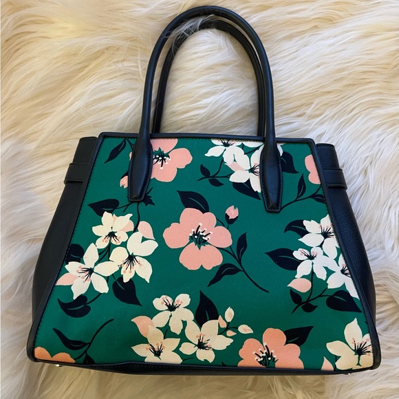 Kate Spade Lucia Lily Blooms Medium Purse and Wallet Set Green Navy Pink - Picture 6 of 15